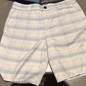 O'Neill Men's Hybrid White and Blue Checkered Shorts
